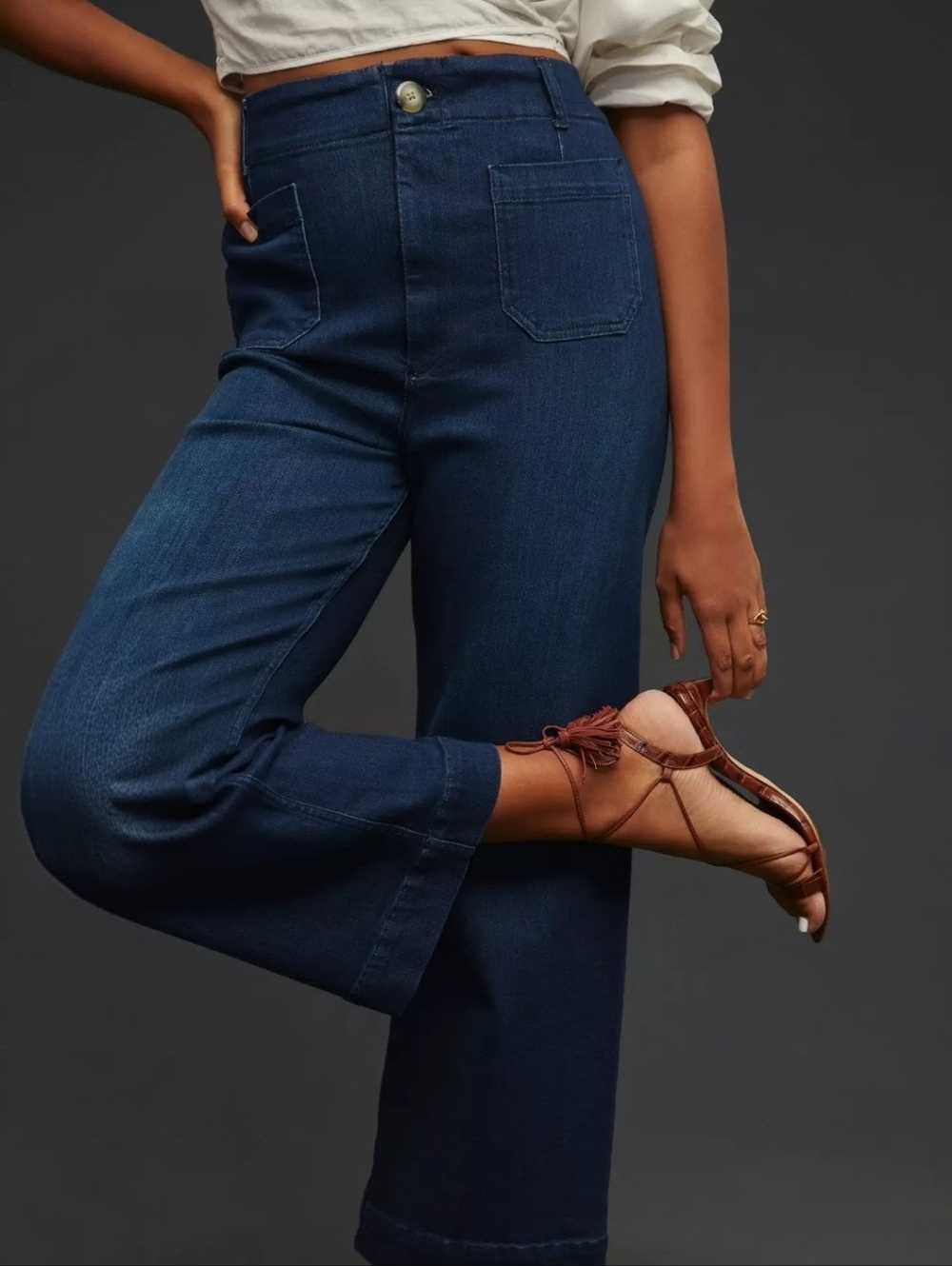 Anthropologie PILCRO Skipper Wide Leg Dark Wash Denim Size 27 - Picture 3 of 8